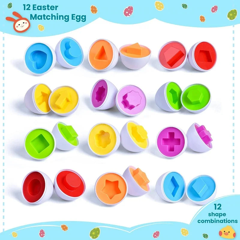 Montessori Smart Eggs Toy Baby Matching Puzzle Games Shape Sorter Educational Learning Toys For Children 2 3Y Kids Easter Gift