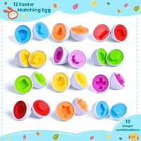 Montessori Smart Eggs Toy Baby Matching Puzzle Games Shape Sorter Educational Learning Toys For Children 2 3Y Kids Easter Gift
